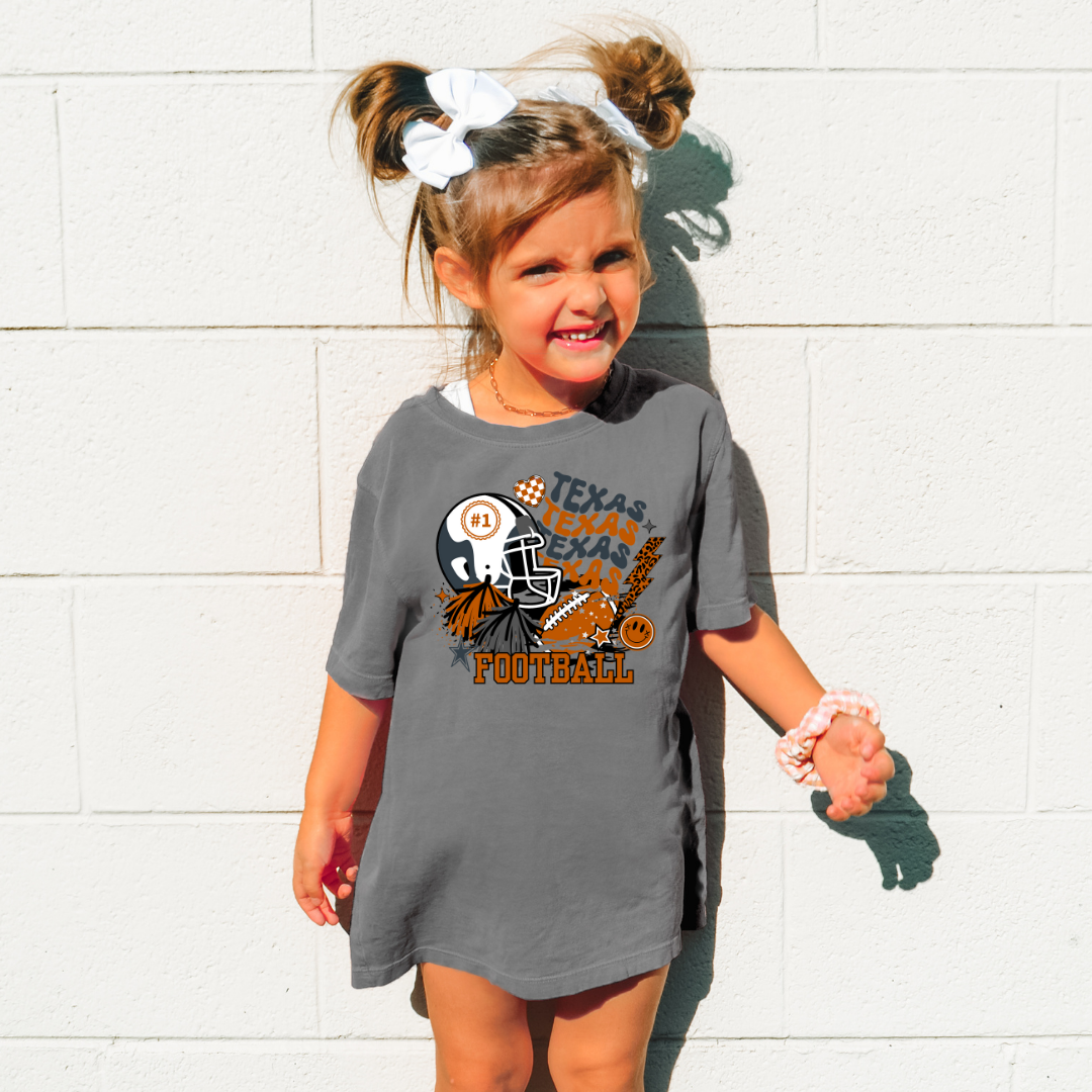 Kids Longhorn Collage Tshirt UT Fan Gift Gameday Tee for Family Orange and White Tshirt Football Tee Team Spirit Gift for Longhorn