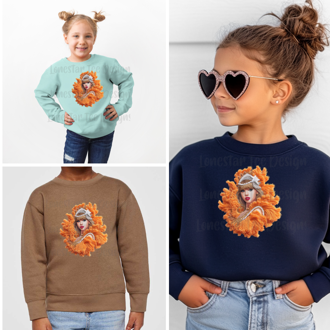 Kids Showgirl T-shirt, FAUX Needle Point Sweatshirt for Toddlers