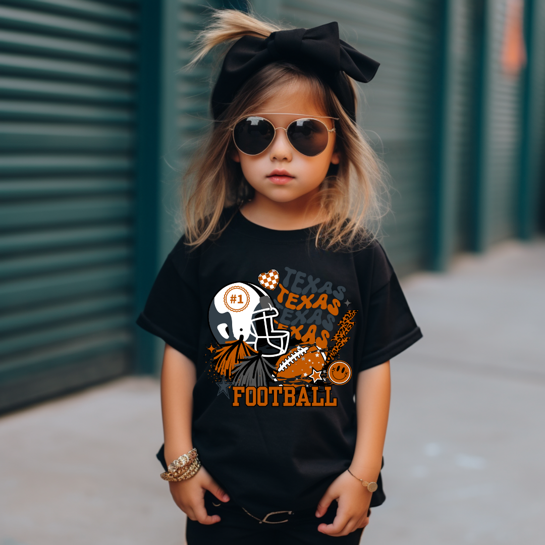 Kids Longhorn Collage Tshirt UT Fan Gift Gameday Tee for Family Orange and White Tshirt Football Tee Team Spirit Gift for Longhorn