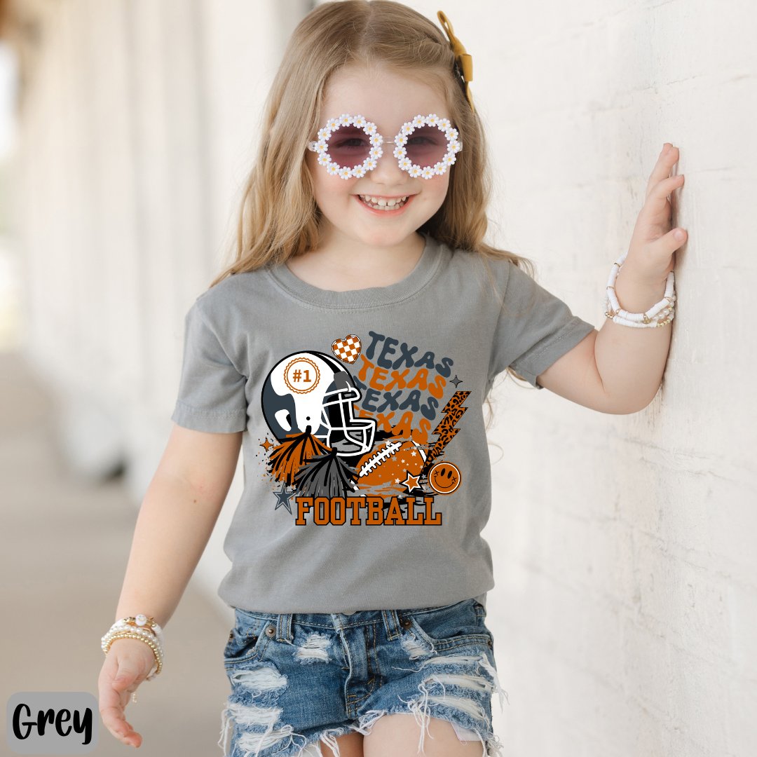Kids Longhorn Collage Tshirt UT Fan Gift Gameday Tee for Family Orange and White Tshirt Football Tee Team Spirit Gift for Longhorn