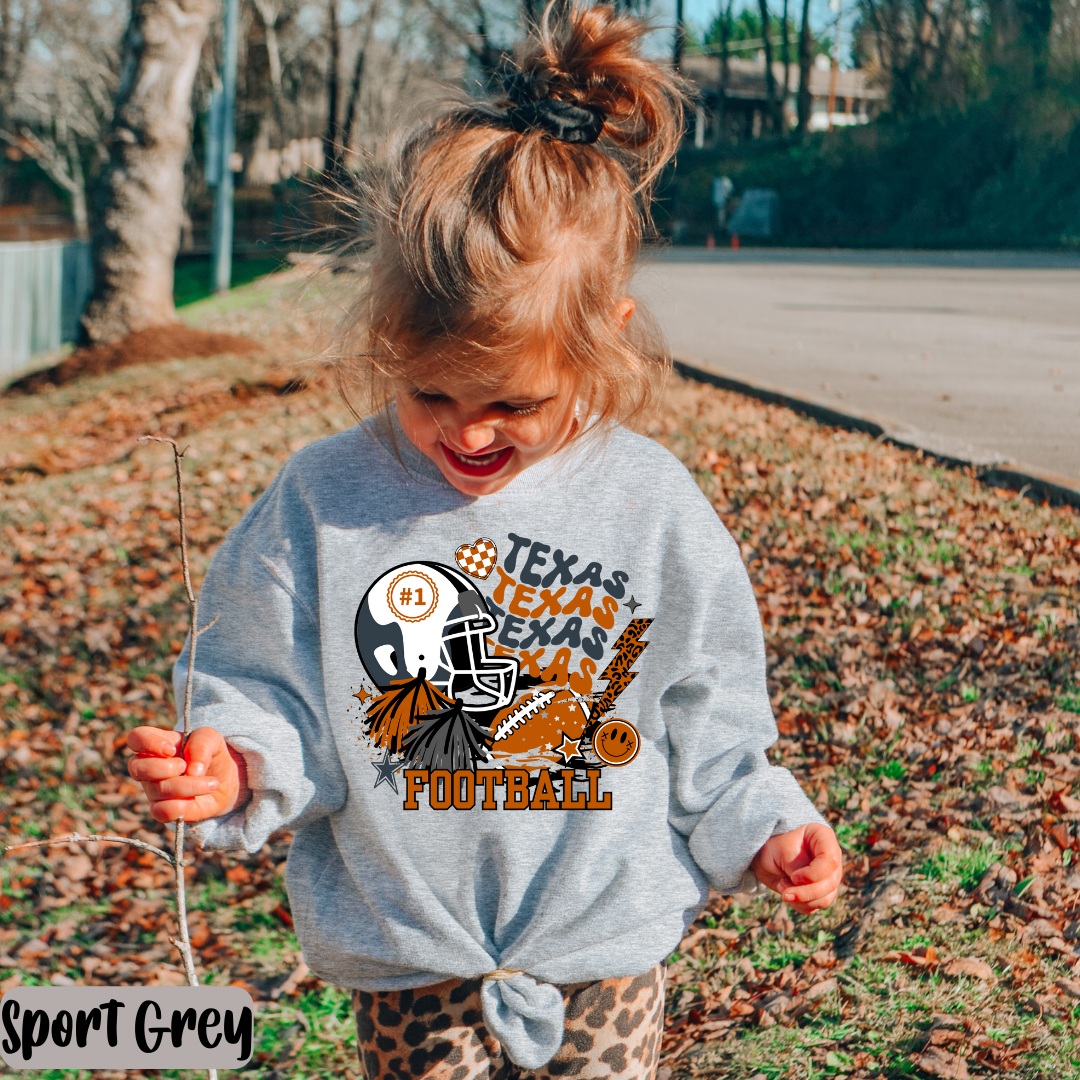 Kids Longhorn Collage Tshirt UT Fan Gift Gameday Tee for Family Orange and White Tshirt Football Tee Team Spirit Gift for Longhorn