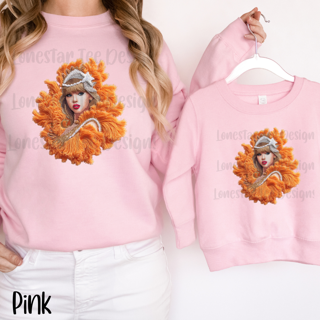 Kids Showgirl T-shirt, FAUX Needle Point Sweatshirt for Toddlers