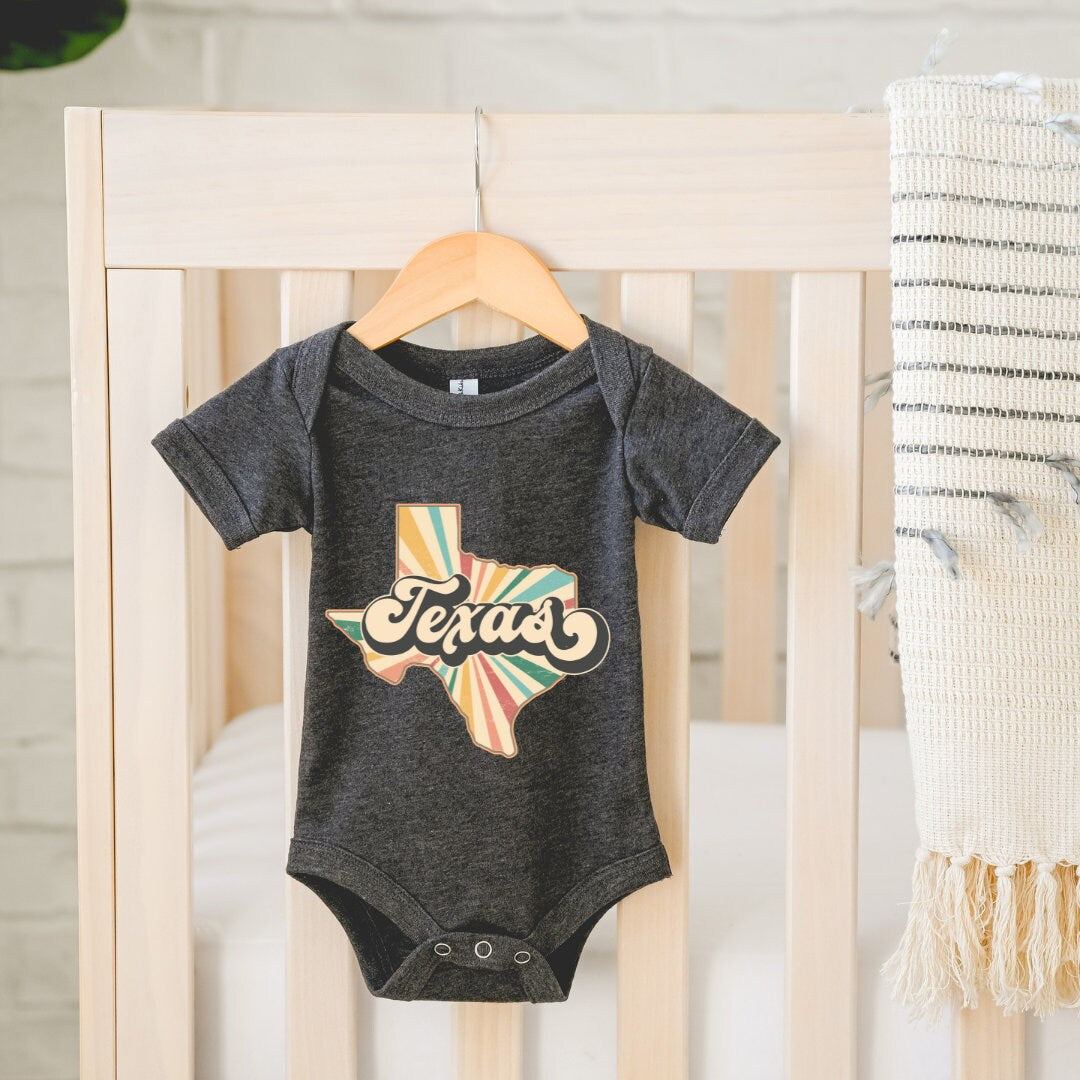 Texas State Onesie, Retro Western Bodysuit, Texan Natural Onesie, Fall Baby Clothes, Newborn Romper, Toddler Texas Tee, Youth Texas Tee