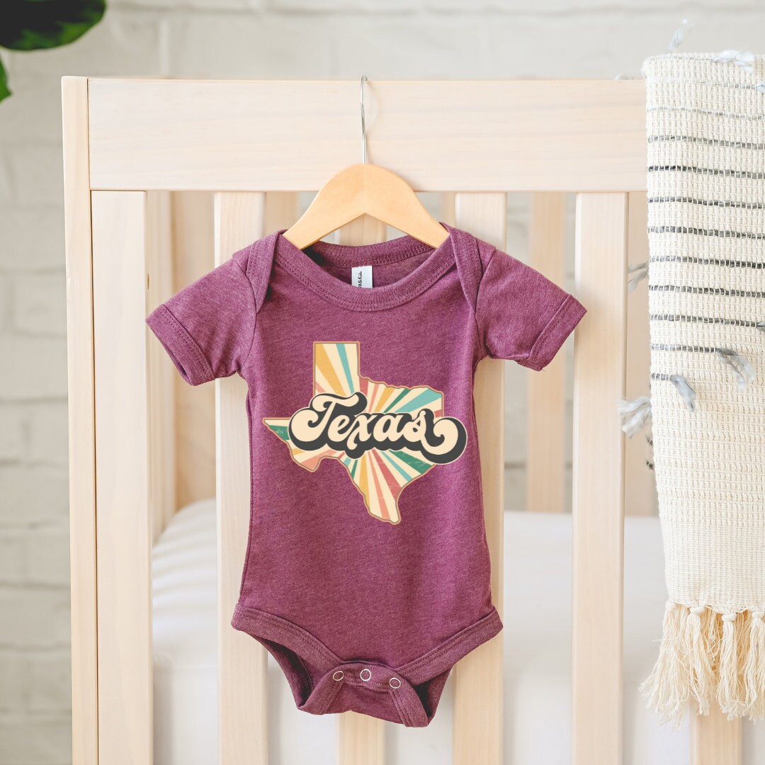 Texas State Onesie, Retro Western Bodysuit, Texan Natural Onesie, Fall Baby Clothes, Newborn Romper, Toddler Texas Tee, Youth Texas Tee