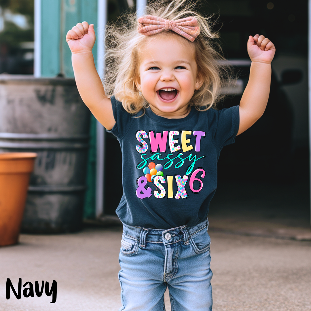 Sweet Sassy and Six Girl's Birthday Shirt, My 6th Birthday Girl Shirt, I'm 6 Tee