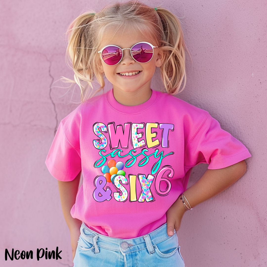 Sweet Sassy and Six Girl's Birthday Shirt, My 6th Birthday Girl Shirt, I'm 6 Tee