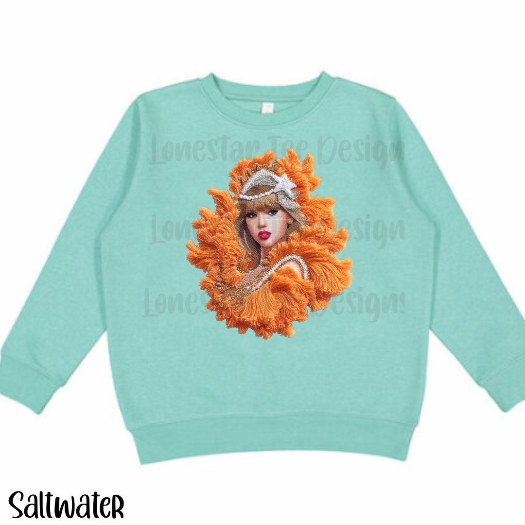 Kids Showgirl T-shirt, FAUX Needle Point Sweatshirt for Toddlers
