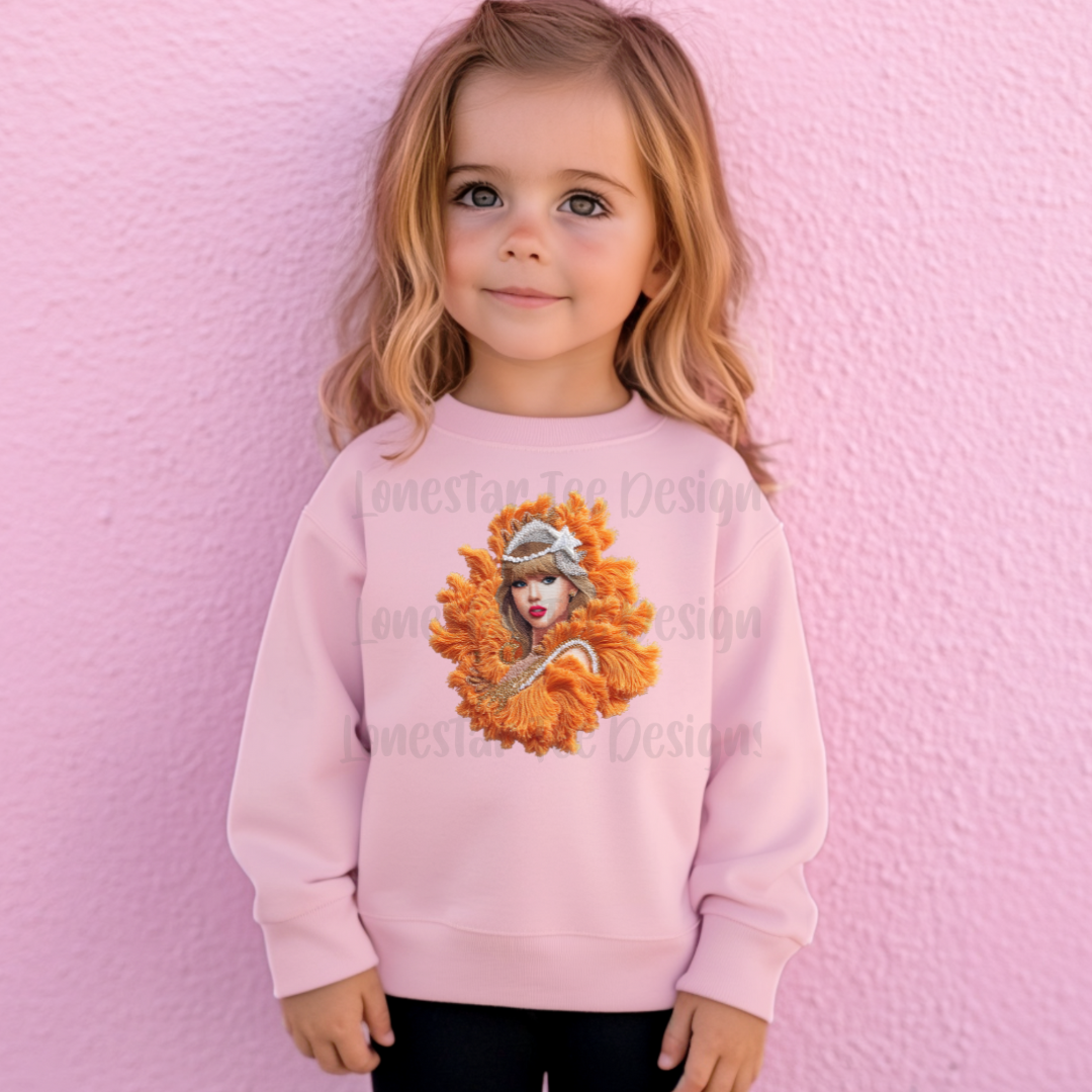Kids Showgirl T-shirt, FAUX Needle Point Sweatshirt for Toddlers