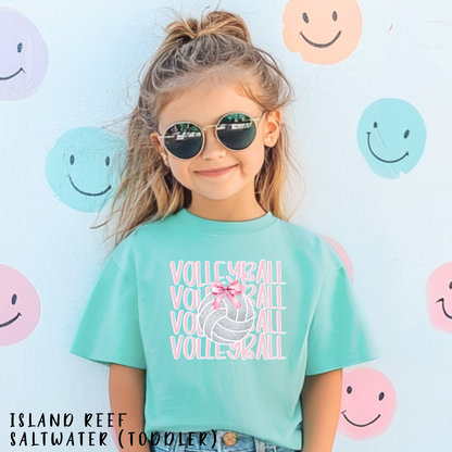 Kids Volleyball Bow Shirt Cute Girls Volleyball Tee Volleyball Sibling Tee Volleyball Player Shirt Team Spirit GameDay Shirt Pink Bow Tee