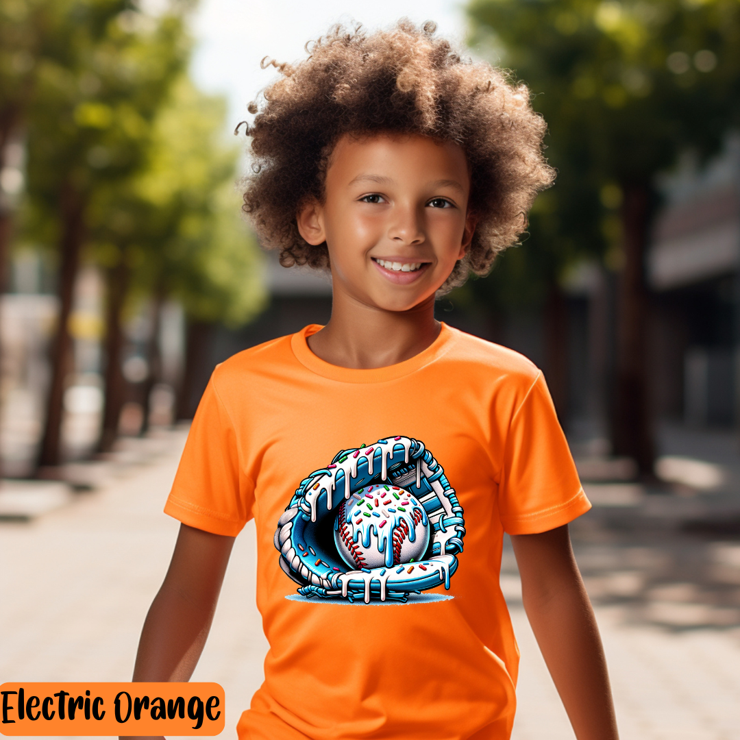Baseball Glove Shirt Baseball Drip Tee Baseball Drip Kids Tee Youth DriFit Tee Ice Cream Drip Shirt Travel Ball Swag Youth Baseball Gear