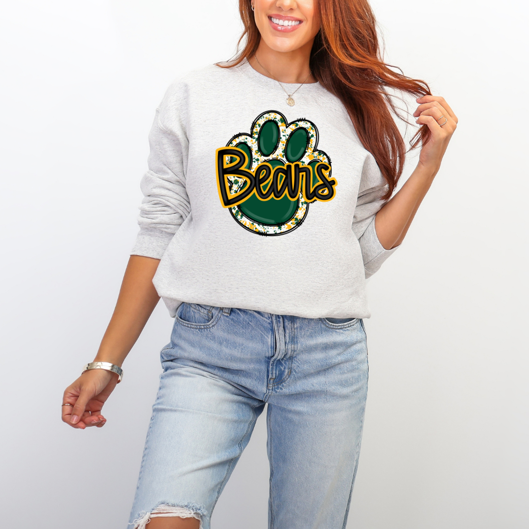Green and Gold Paw Print Comfort Colors® Shirt Retro Style Tee Game Day T-shirt Fan Gift Bears Mom T-Shirt Bears Fan Tee