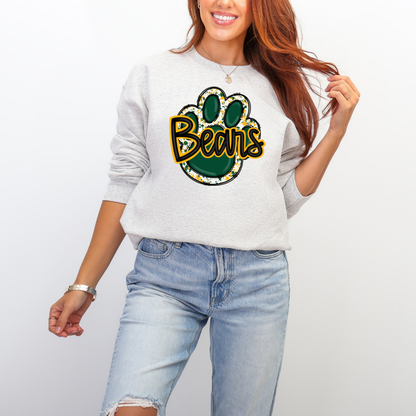 Green and Gold Paw Print Comfort Colors® Shirt Retro Style Tee Game Day T-shirt Fan Gift Bears Mom T-Shirt Bears Fan Tee