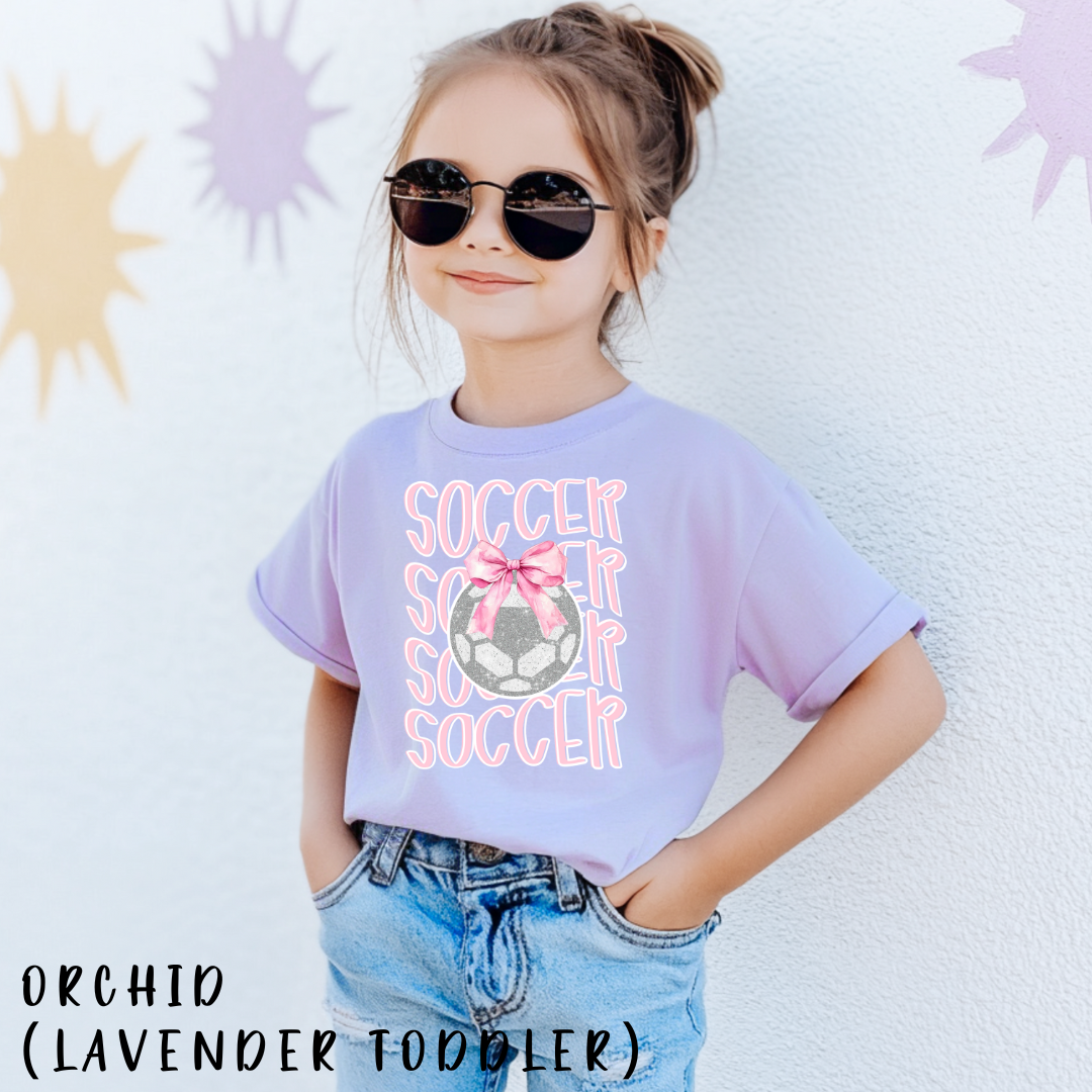Soccer Shirt, Cute Soccer Bow Shirt, Game Day Shirt for Her, Soccer Team Tee, Soccer Player Gift, Pink Bow Soccer Tee, Soccer Sister T-shirt