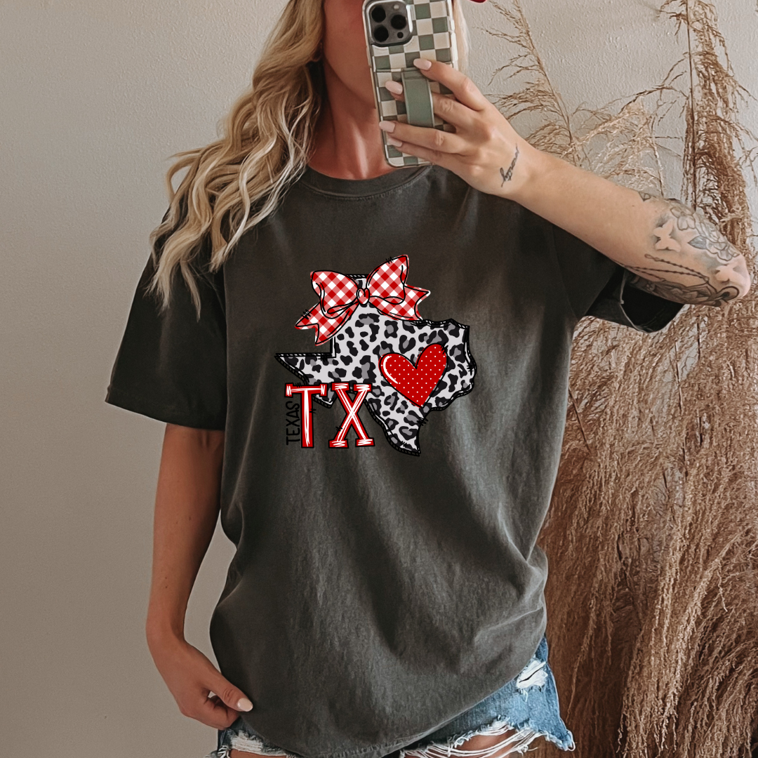 Tech Texas Distressed T-shirt Design Texas Comfort Colors® Shirt Texas Tech Retro Style Bow Tee Game Day Raider Tshirt Fan Gift Football Tee