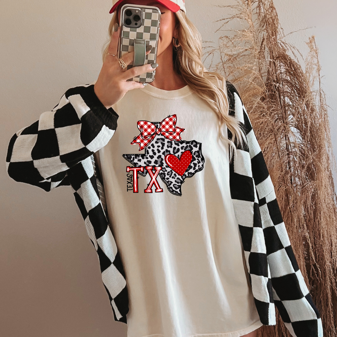 Tech Texas Distressed T-shirt Design Texas Comfort Colors® Shirt Texas Tech Retro Style Bow Tee Game Day Raider Tshirt Fan Gift Football Tee