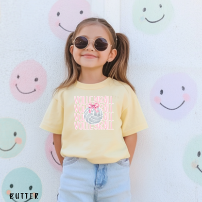 Kids Volleyball Bow Shirt Cute Girls Volleyball Tee Volleyball Sibling Tee Volleyball Player Shirt Team Spirit GameDay Shirt Pink Bow Tee