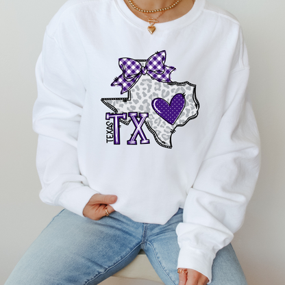 Texas Leopard Print Tee: Purple Bow, Frogs Fan Gear