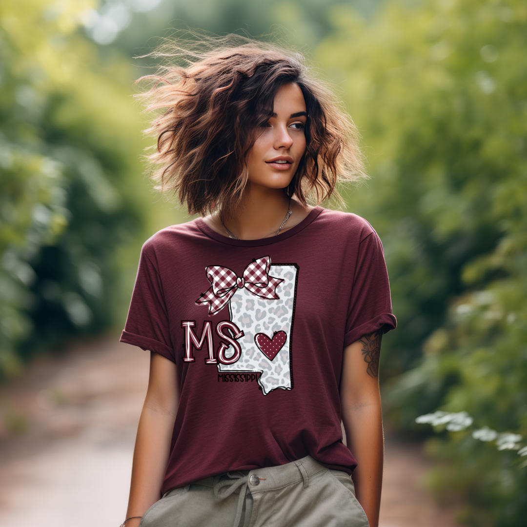 Mississippi Map Shirt,  Bulldog Shirt, Map Shirt, Mississippi Apparel, Mississippi Gift, College Gameday Tee, Mississippi Football Mom
