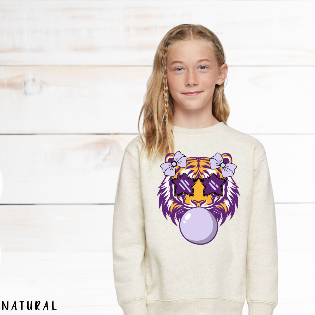 Natural kids' shirt with Louisiana Tiger design