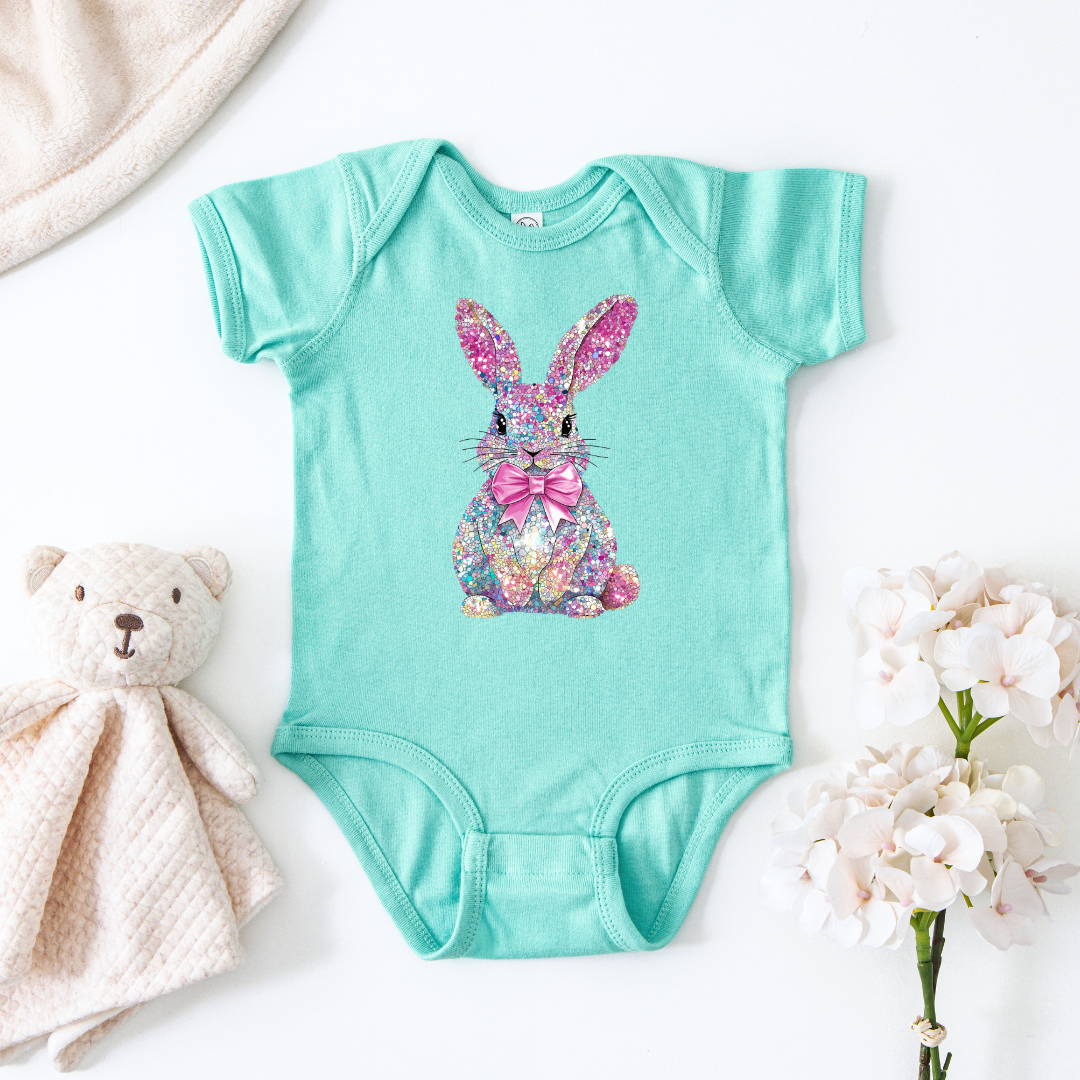 Chill baby Bodysuit with a colorful bunny design 