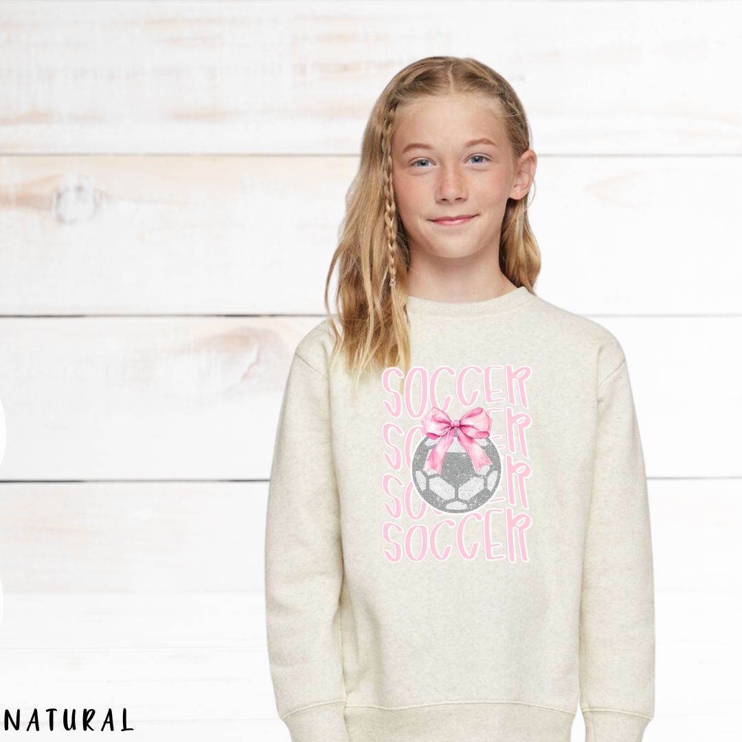 Soccer Shirt, Cute Soccer Bow Shirt, Game Day Shirt for Her, Soccer Team Tee, Soccer Player Gift, Pink Bow Soccer Tee, Soccer Sister T-shirt