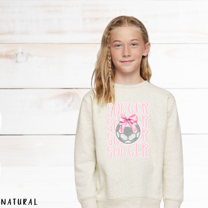 Soccer Shirt, Cute Soccer Bow Shirt, Game Day Shirt for Her, Soccer Team Tee, Soccer Player Gift, Pink Bow Soccer Tee, Soccer Sister T-shirt