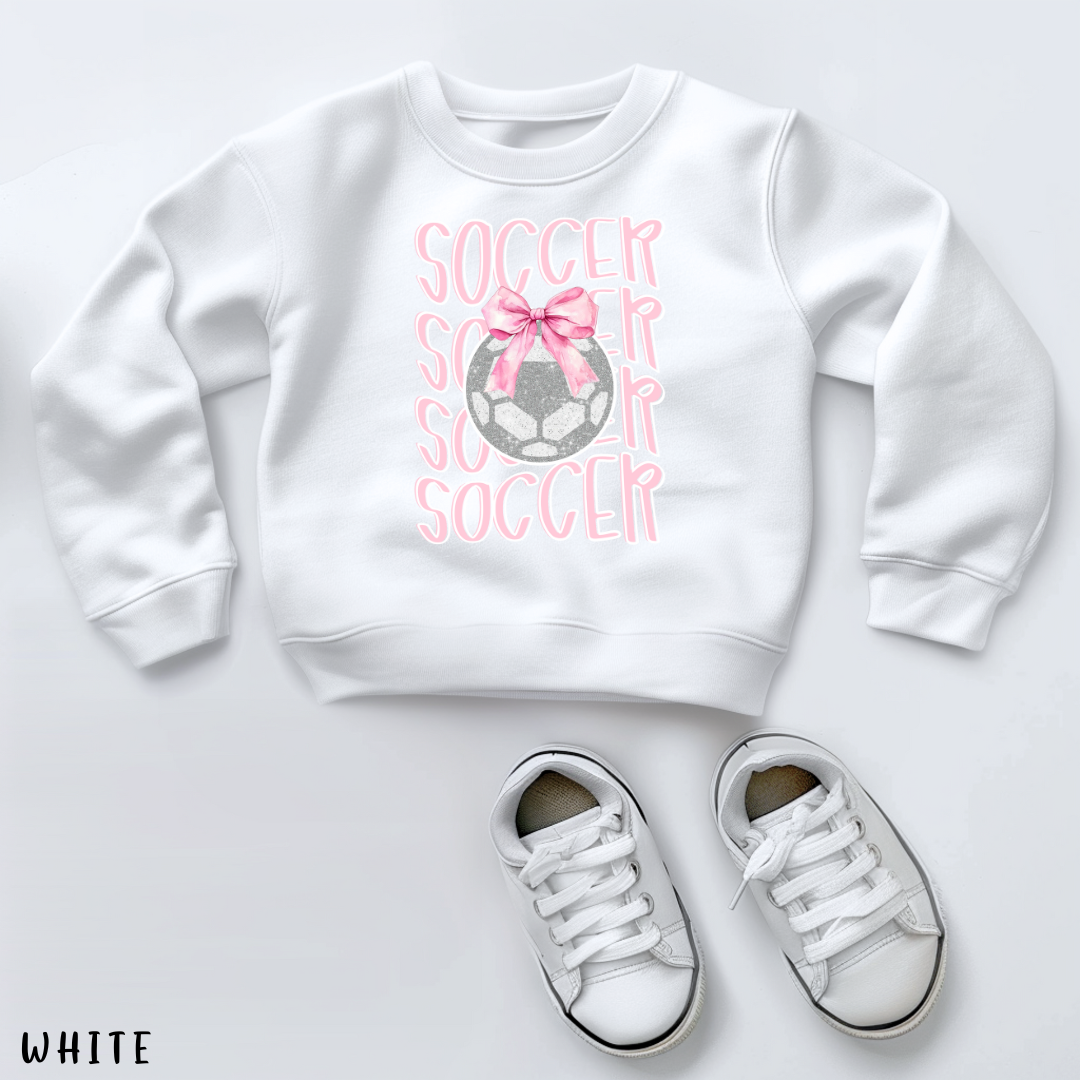 Soccer Shirt, Cute Soccer Bow Shirt, Game Day Shirt for Her, Soccer Team Tee, Soccer Player Gift, Pink Bow Soccer Tee, Soccer Sister T-shirt