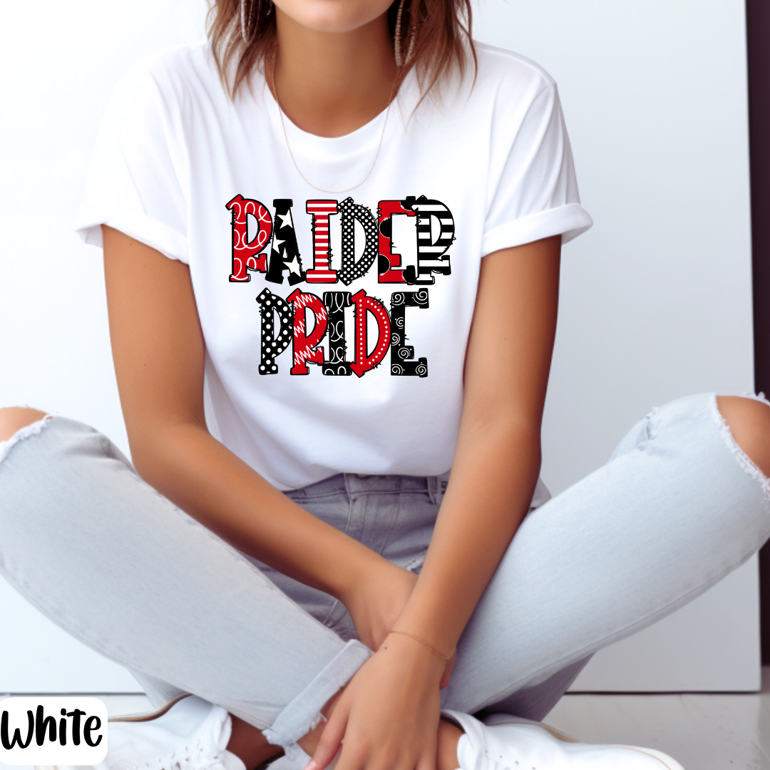 Raider Pride T-Shirt, Red and Black Game Day Tee, TECH Fan Gift Gameday Tee Tech Lover Shirt Raider Pride Doodle Design Texas Tech Mom Shirt