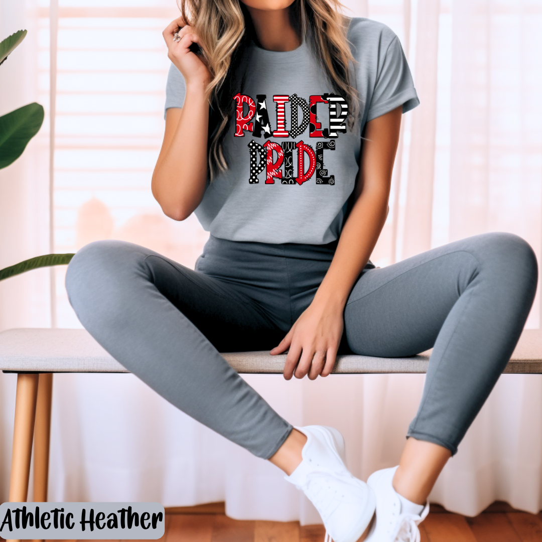 Raider Pride T-Shirt, Red and Black Game Day Tee, TECH Fan Gift Gameday Tee Tech Lover Shirt Raider Pride Doodle Design Texas Tech Mom Shirt