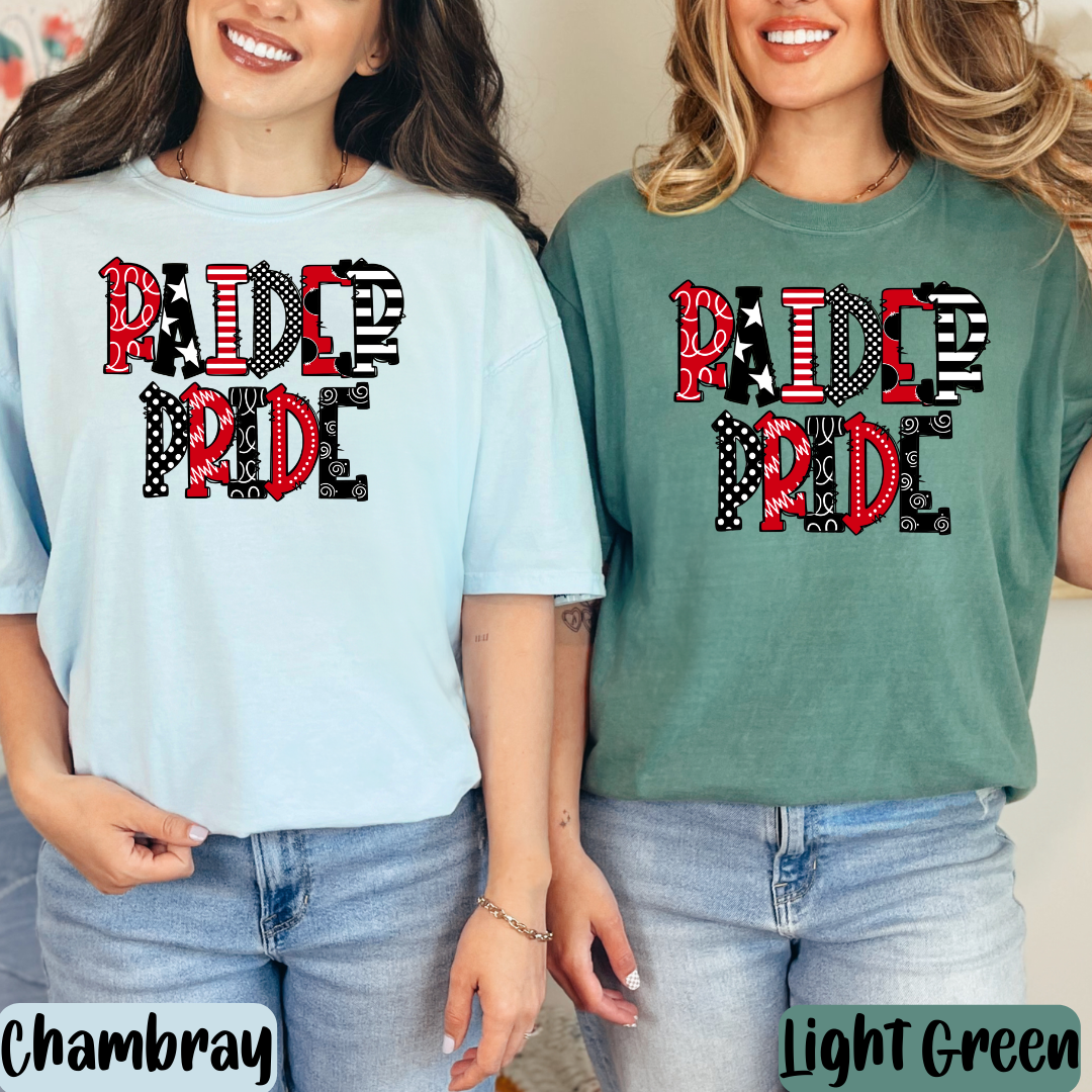 Raider Pride T-Shirt, Red and Black Game Day Tee, TECH Fan Gift Gameday Tee Tech Lover Shirt Raider Pride Doodle Design Texas Tech Mom Shirt