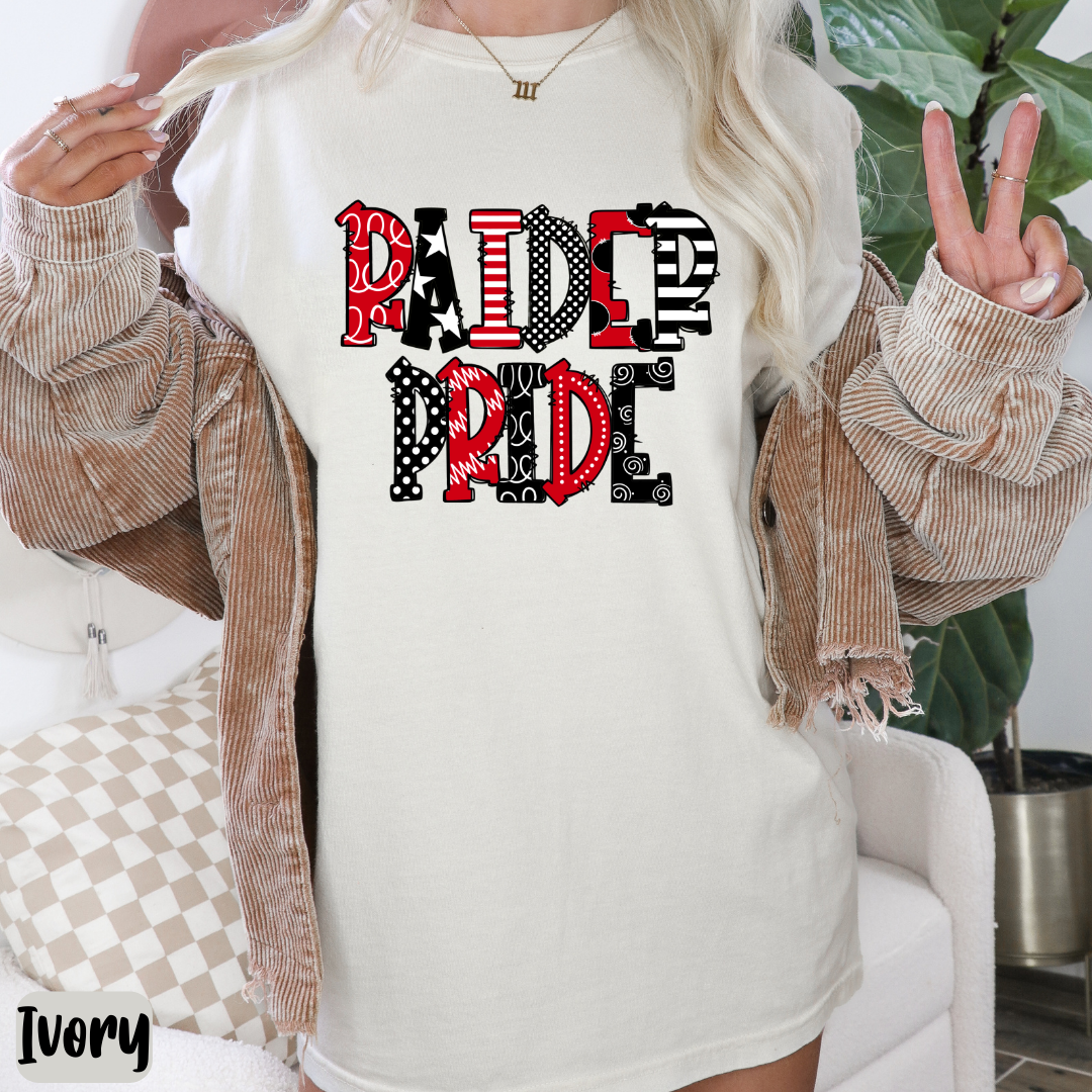 Raider Pride T-Shirt, Red and Black Game Day Tee, TECH Fan Gift Gameday Tee Tech Lover Shirt Raider Pride Doodle Design Texas Tech Mom Shirt