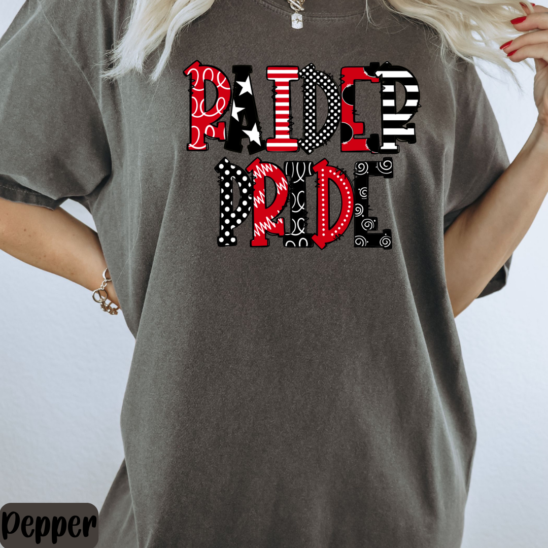 Raider Pride T-Shirt, Red and Black Game Day Tee, TECH Fan Gift Gameday Tee Tech Lover Shirt Raider Pride Doodle Design Texas Tech Mom Shirt