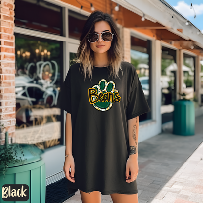 Green and Gold Paw Print Comfort Colors® Shirt Retro Style Tee Game Day T-shirt Fan Gift Bears Mom T-Shirt Bears Fan Tee
