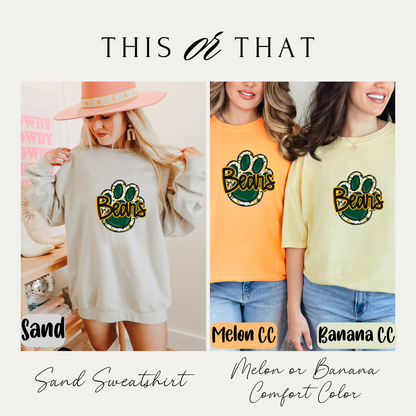Green and Gold Paw Print Comfort Colors® Shirt Retro Style Tee Game Day T-shirt Fan Gift Bears Mom T-Shirt Bears Fan Tee