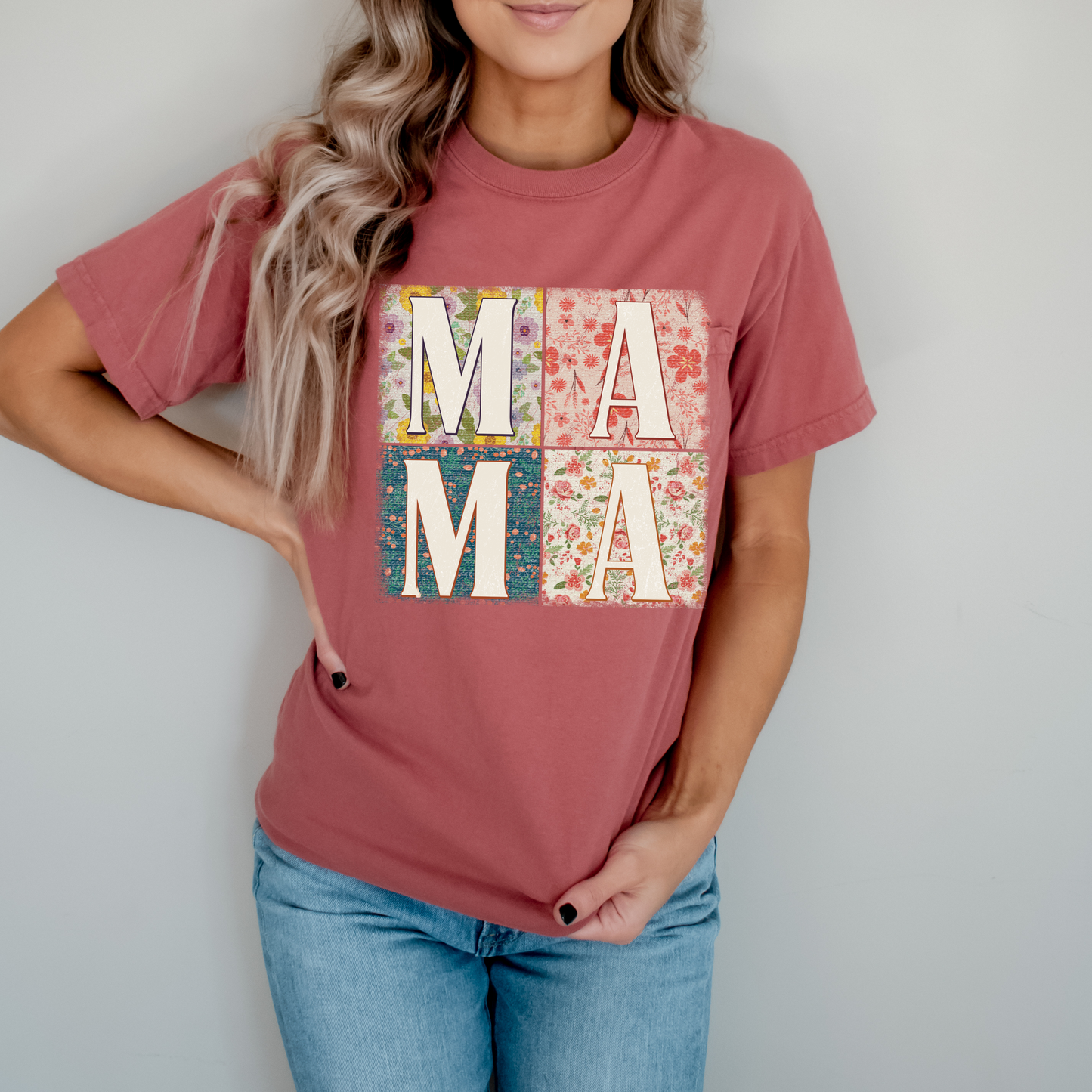 Floral Squares MAMA T-Shirt