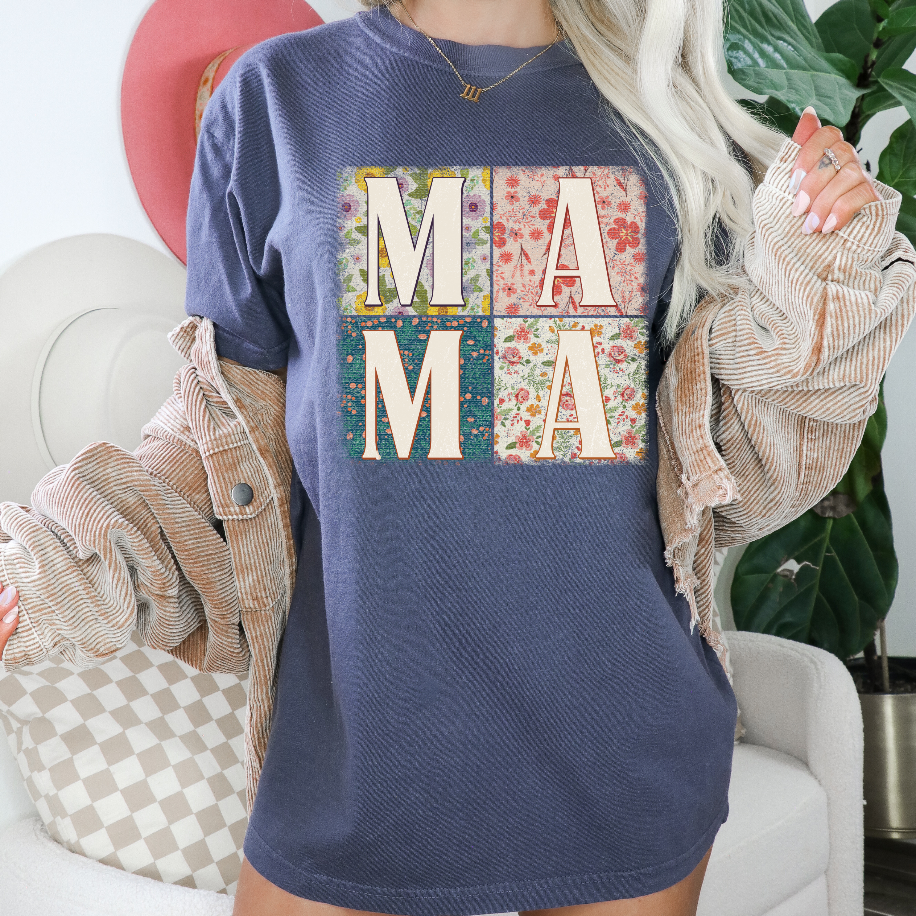 Floral Squares MAMA T-Shirt