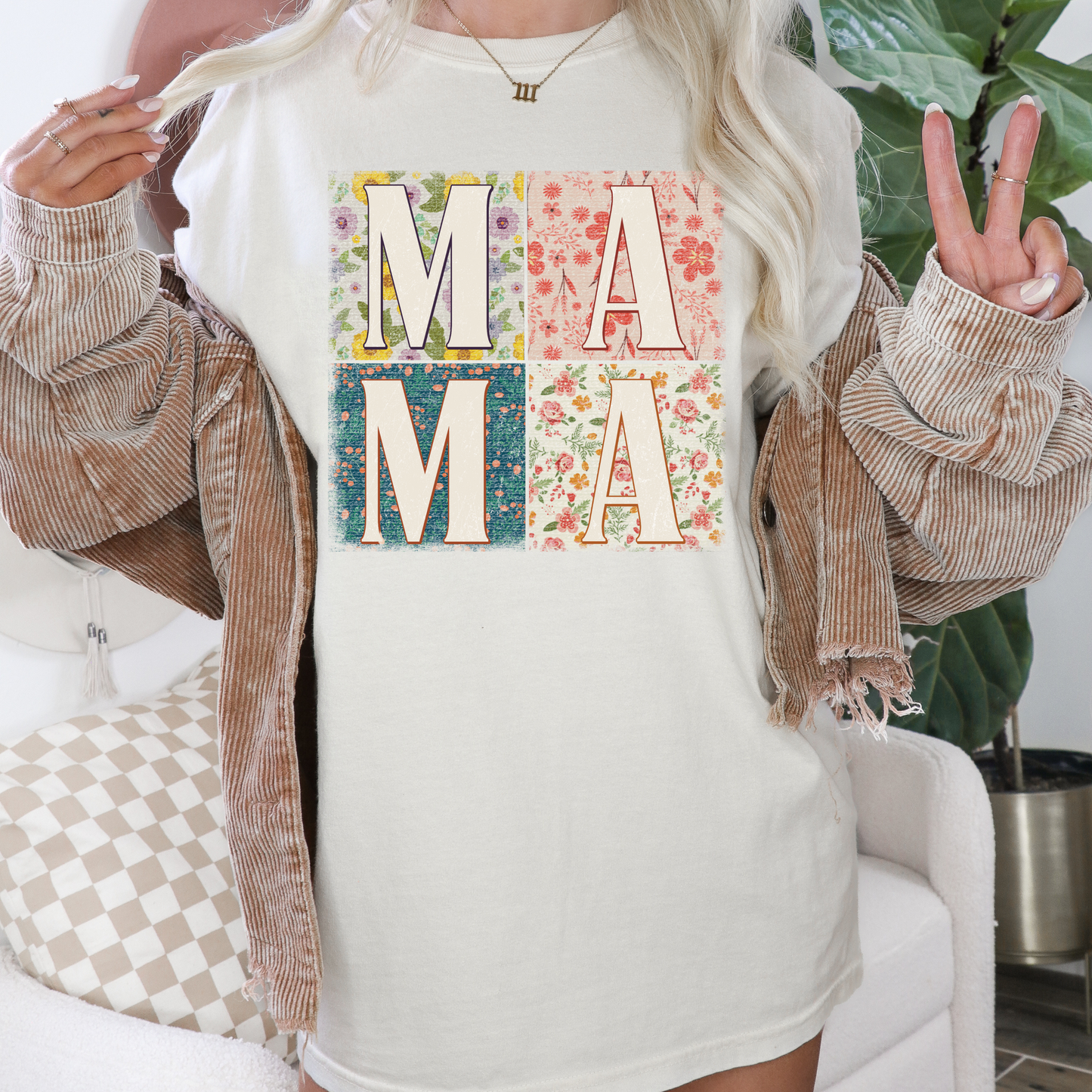 Floral Squares MAMA T-Shirt