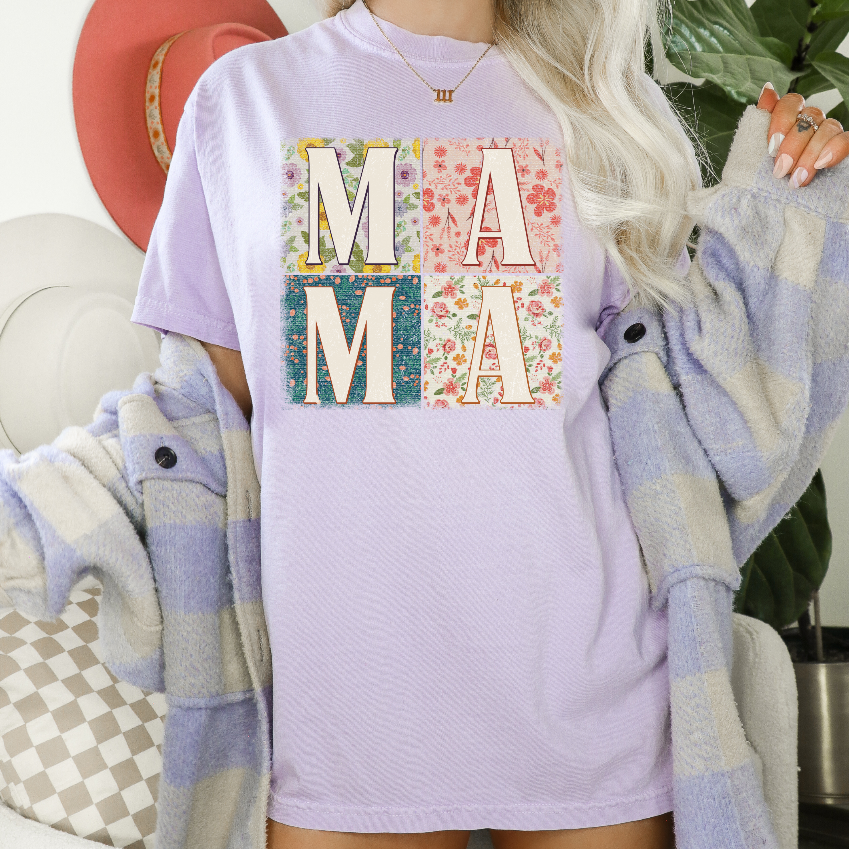 Floral Squares MAMA T-Shirt