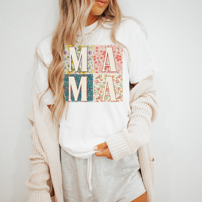 Floral Squares MAMA T-Shirt