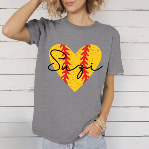 Customizable Softball Heart T-Shirt