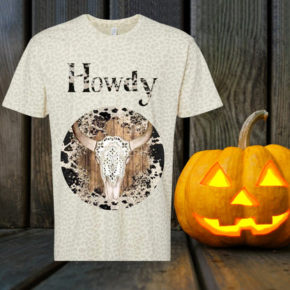 Cow Hide cow skull T-shirt, Howdy t shirt, Graphic tee, leopard t shirt, popular, cow t shirts for women, cow tshirt