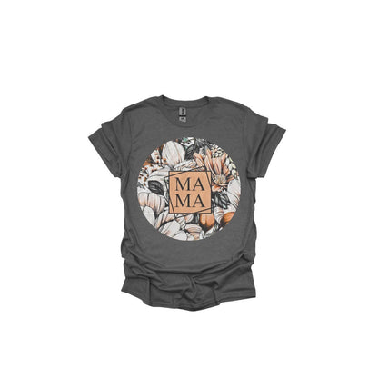 Floral Circle T-Shirt with MAMA Square | Natural & Muted Tones | Boho Mom Fashion, Mom shirt, Mothers day gift