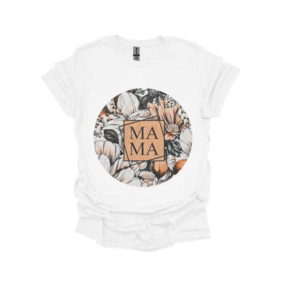 Floral Circle T-Shirt with MAMA Square | Natural & Muted Tones | Boho Mom Fashion, Mom shirt, Mothers day gift