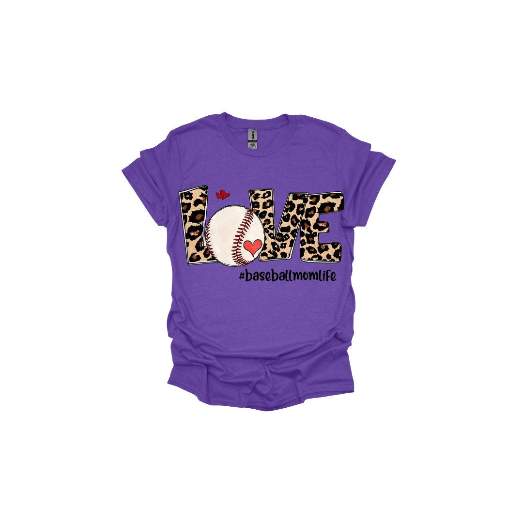 Wild and Sporty: Love Baseball Leopard Print T-Shirt for Fans