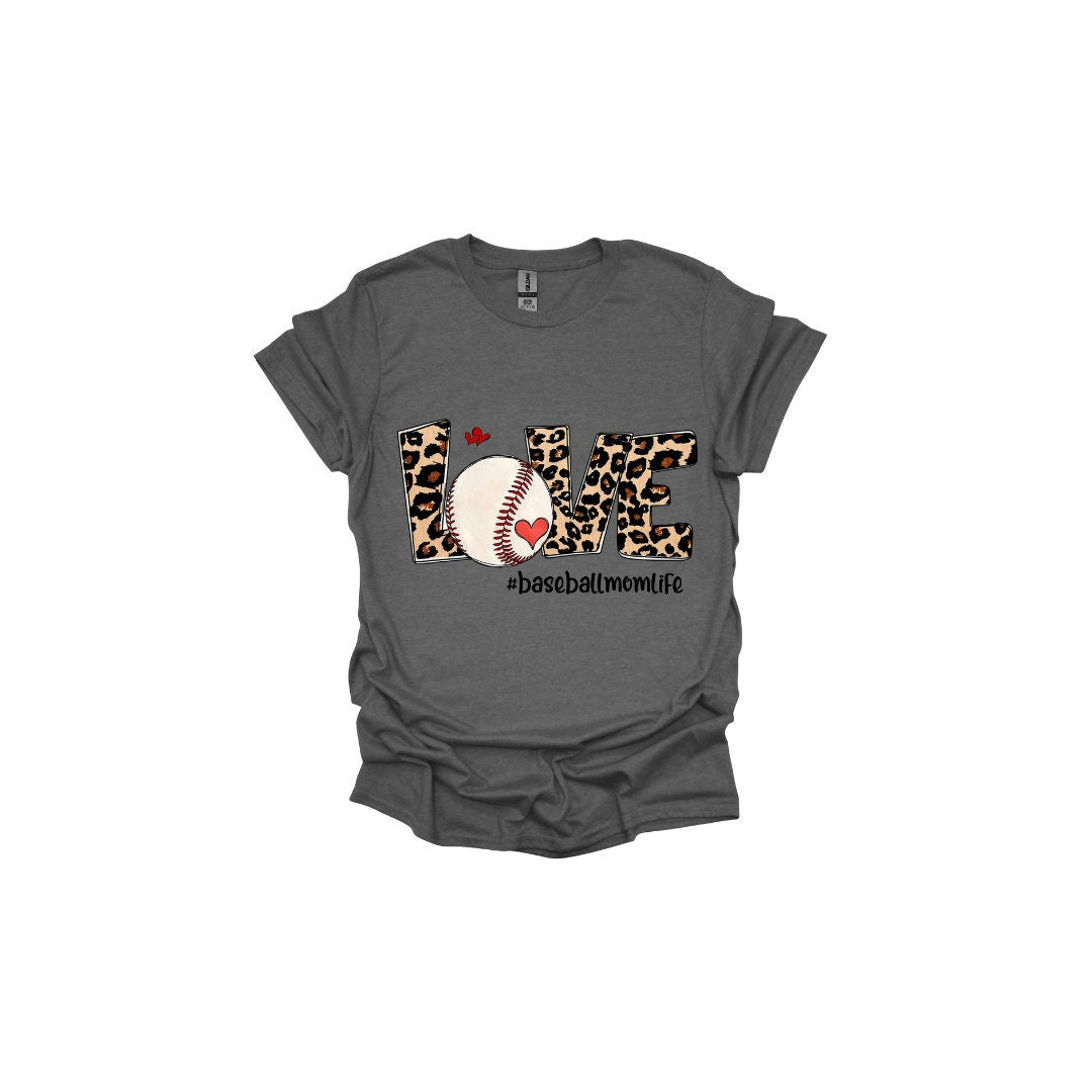 Wild and Sporty: Love Baseball Leopard Print T-Shirt for Fans