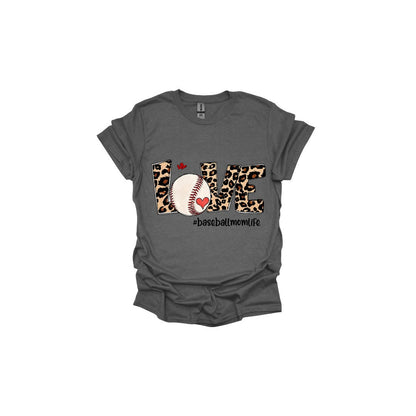 Wild and Sporty: Love Baseball Leopard Print T-Shirt for Fans