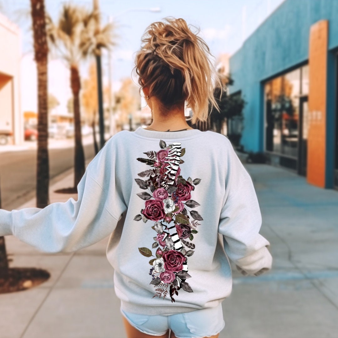 Floral Spine Design Sweatshirt: Unique and Versatile