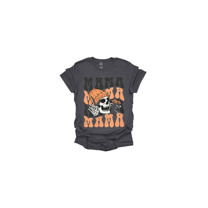 Vintage-Inspired Mama Mama Mama T-shirt featuring Skeleton Head and Coffee Cup