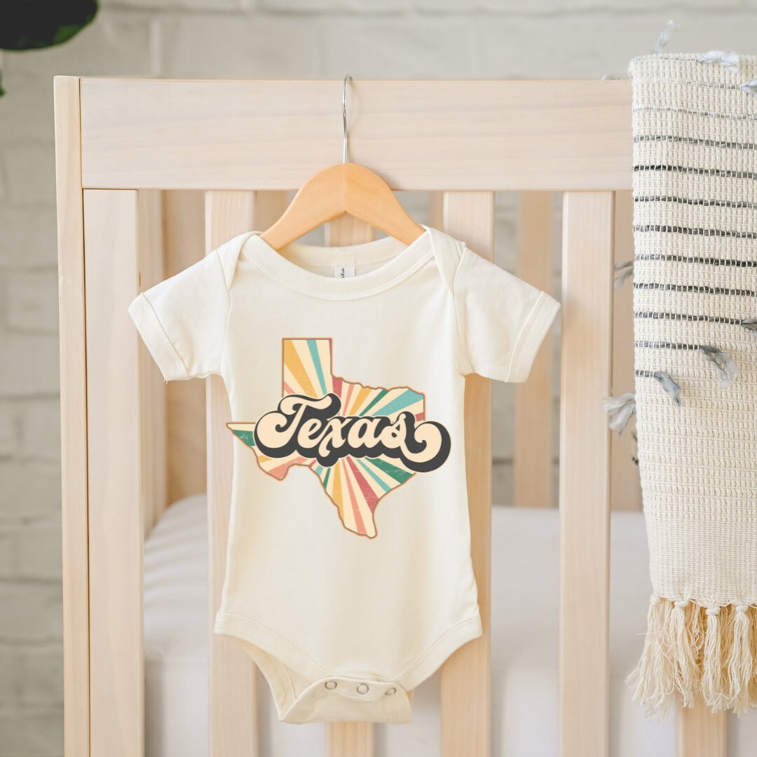 Texas State Onesie, Retro Western Bodysuit, Texan Natural Onesie,  Fall Baby Clothes, Newborn Romper, Toddler Texas Tee, Youth Texas Tee