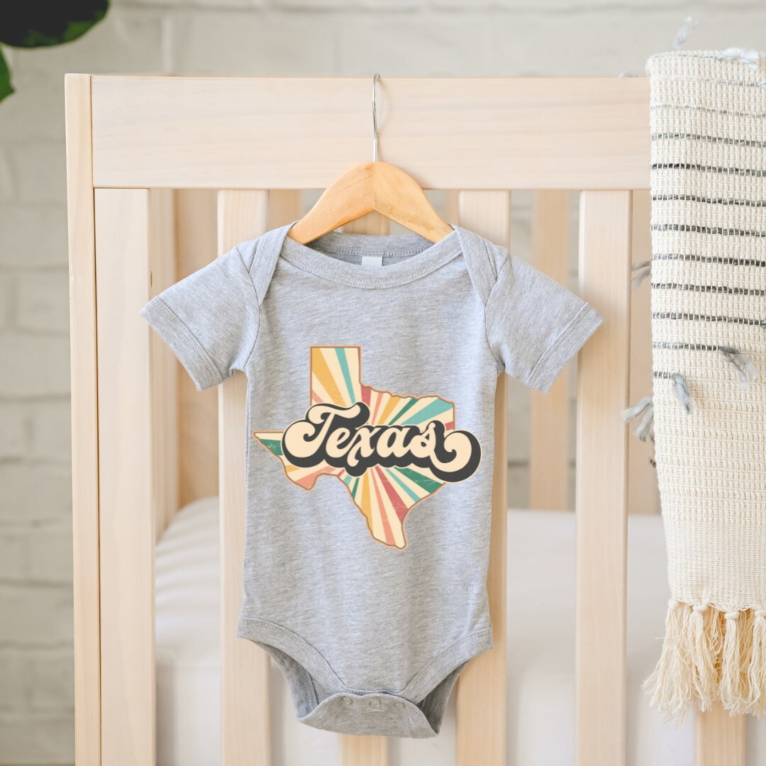 Texas State Onesie, Retro Western Bodysuit, Texan Natural Onesie,  Fall Baby Clothes, Newborn Romper, Toddler Texas Tee, Youth Texas Tee